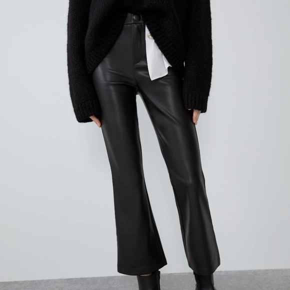 Zara Pants - Faux leather flared leggings